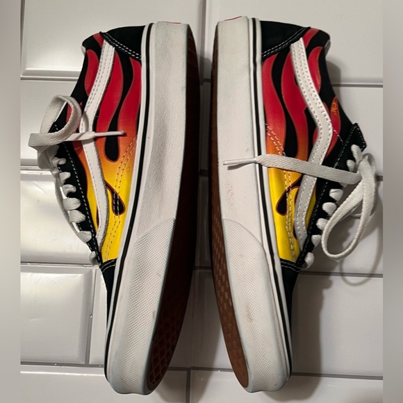 Vans Black and Vibrant Flame Sneakers - Picture 2 of 5